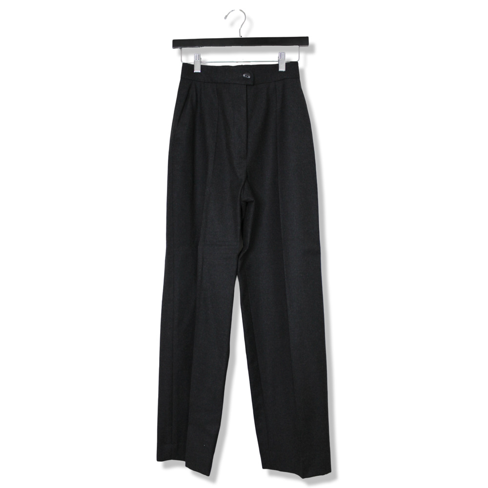 Chanel Dark Gray Wool & Cashmere Pleated Trousers, Size 36